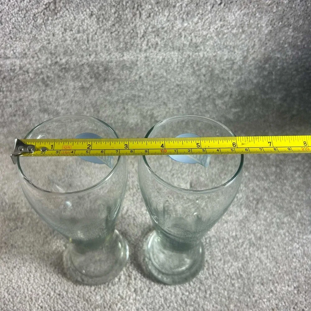 Blue Moon Beer Pilsner Glasses Clear Logo Barware Set of 2 8.25in